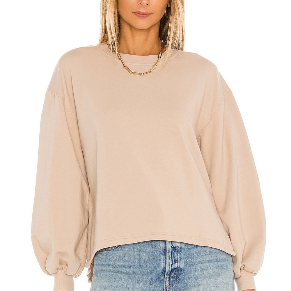 ALICE + OLIVIA Amirah Nude Drawstring Hem Sweatshirt Size Small Balloon Sleeve